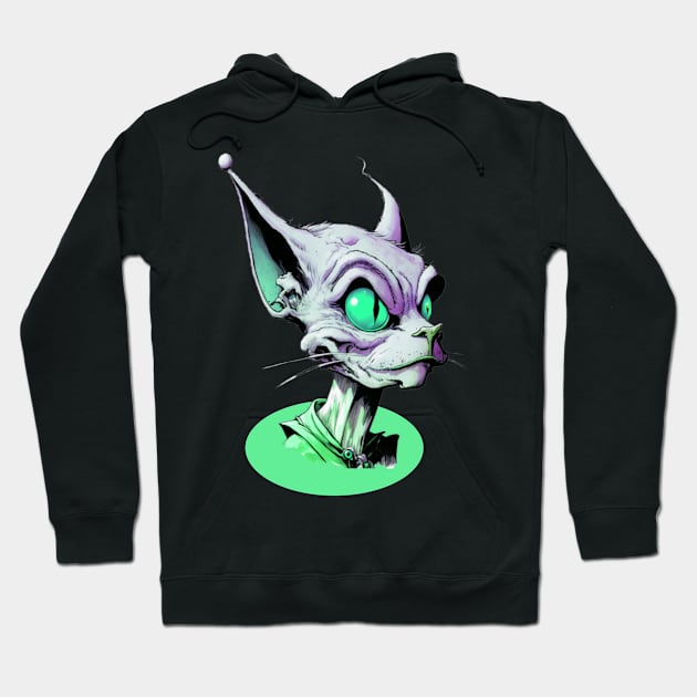 ALIEN CAT MONOCROMATHIC Hoodie by JequiPrint